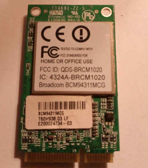 BCM94311MCG carte Broadcom Wifi 802.11abg mini PCI-e