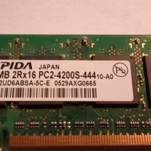 EBE52UD6ABSA-5C-E RAM Portable Elpida DDR2 512 Mb non ECC PC2-4200S, taux de transfert 533MHz, latence programmable de CL3 à CL5, 1.8V (+/-0.1), garantie 2 ans